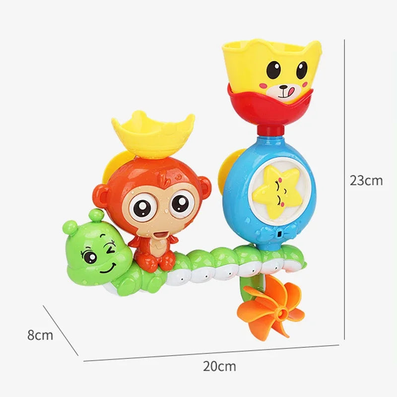 Monkey Caterpillar Wall-Mounted Bath Toy with Waterfall Fun