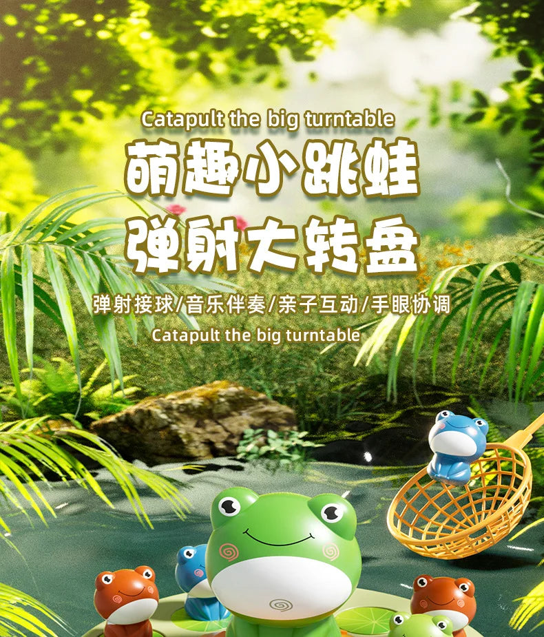 Musical Frog Catching Game with Turntable and Nets