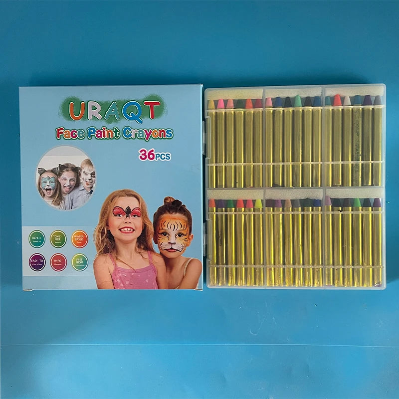 Non-Toxic Face Paint Crayons Set - Safe Face & Body Art for Halloween, Cosplay & Festivals