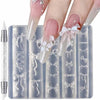 Clear silicone nail molds featuring various bowknot designs and a carving pen for creating 3D silicone nails