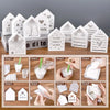 A step-by-step guide showing how to create white silicone molds for house, love, and Christmas ornaments.