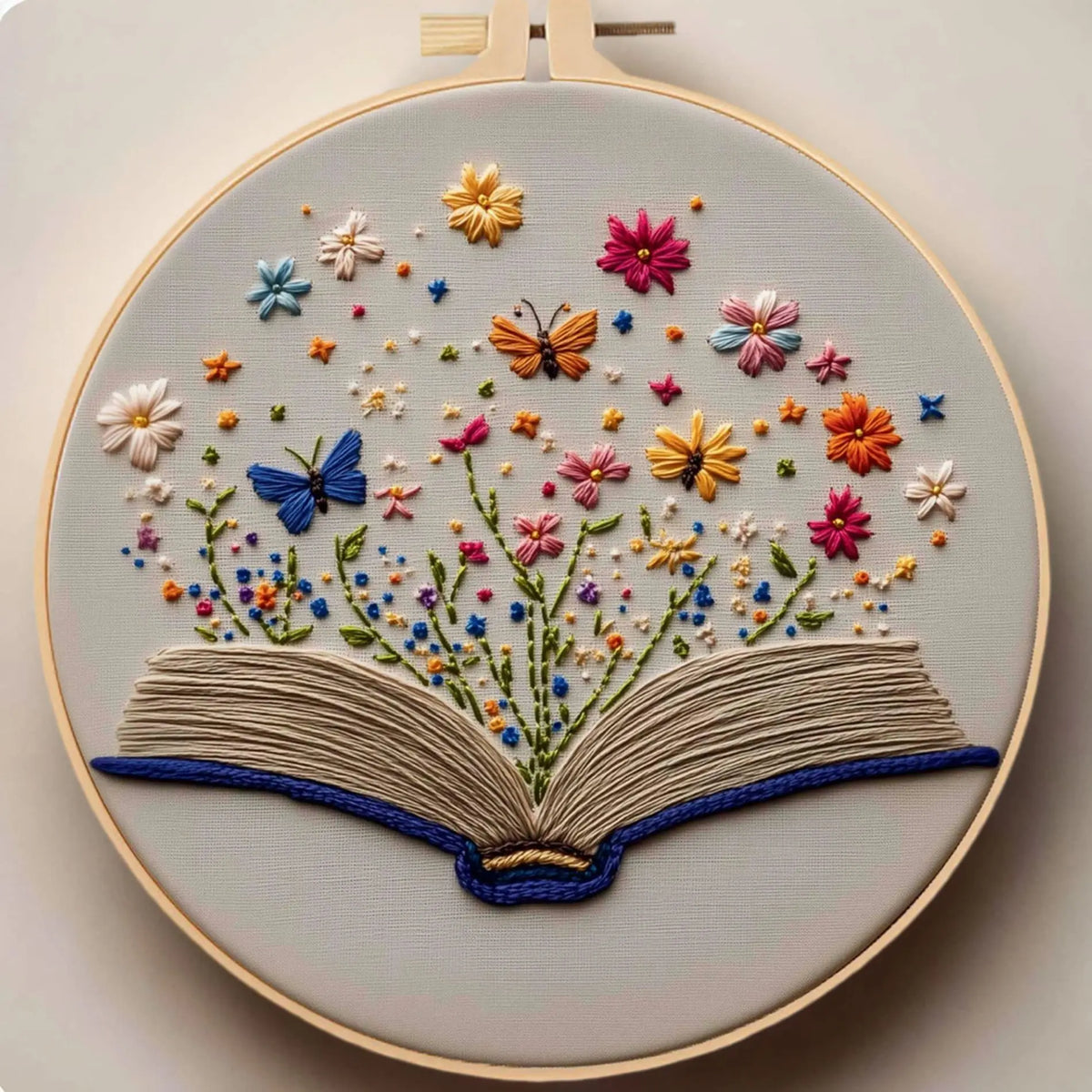Floral Book Embroidery Kit – DIY Cross Stitch for Adults