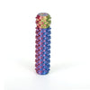 A colorful, textured spike roller fidget toy with a keychain attachment.