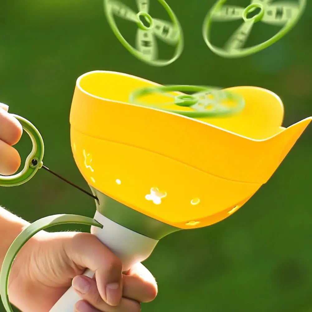 Pull-String Flying Saucer Launcher Toy for Kids