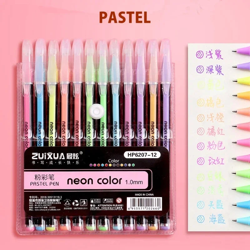 Metallic Glitter Gel Pens with Storage Case