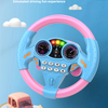 Volant multifonction rose et bleu avec une petite voiture sur une piste courbe.