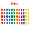 60 pieces of Counting Bears with sorting cups and tweezers for Montessori color and number learning.