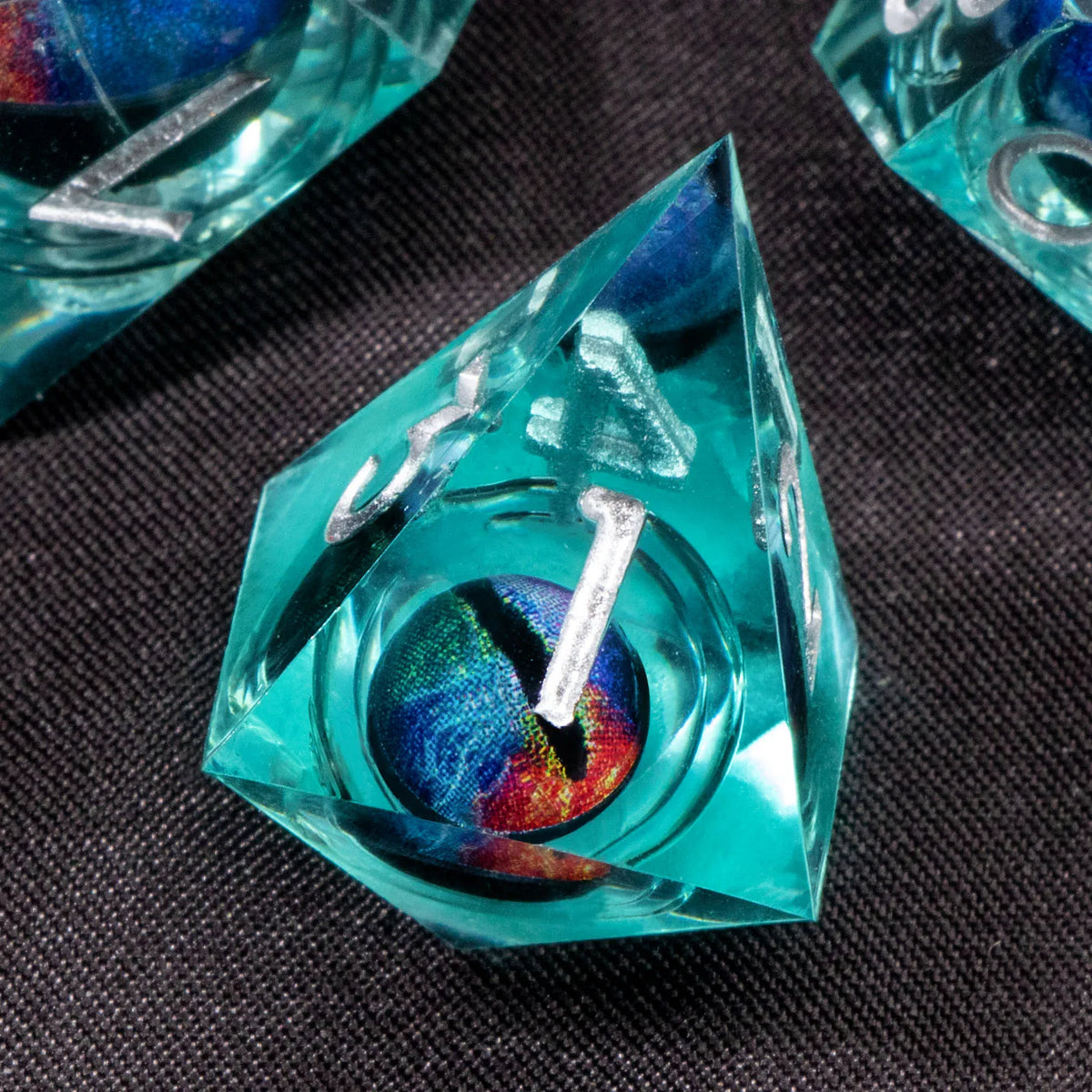 Liquid Core Glow D&D Dice Set with Sharp Edges