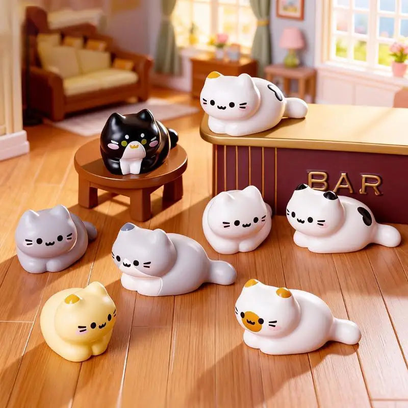 Adorable Cat Figurine Set for Desk, Shelf & Fairy Garden Decor