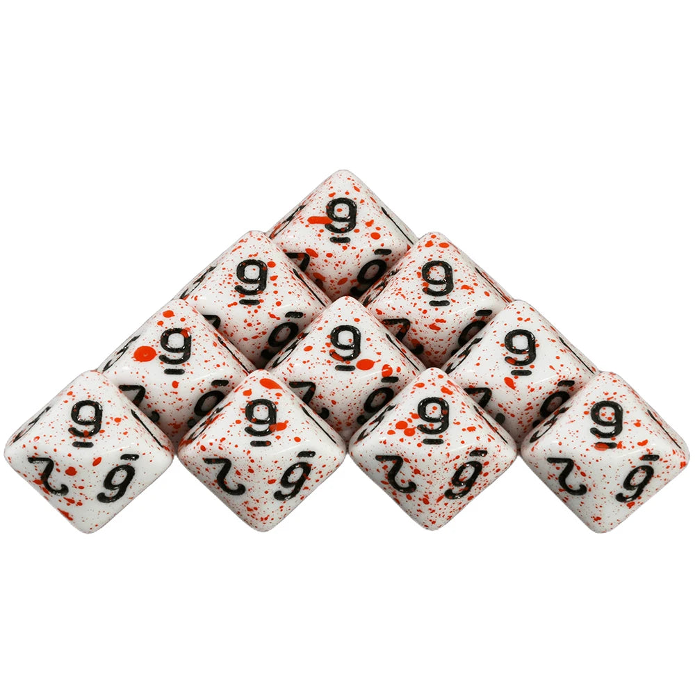 Opaque White Polyhedral Dice Set with Blood Effect for Tabletop RPGs