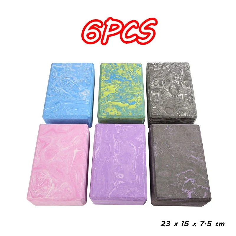 Six pieces of colorful marbled stepping stones for sensory and motor skills development.