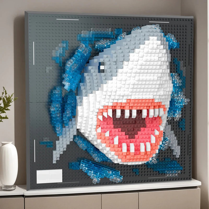 3D Mosaic Art Building Block Set — Shark, Eagle & Parrot Designs
