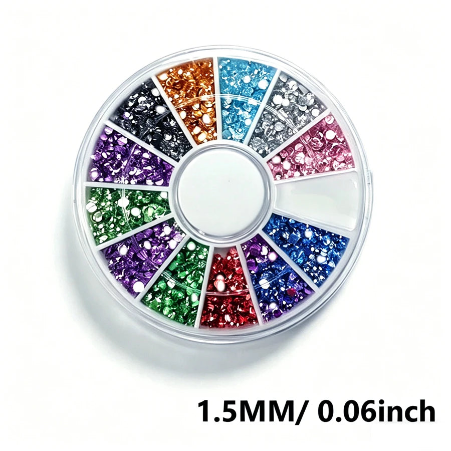 12-Color Glass AB Rhinestone Nail Art Kit