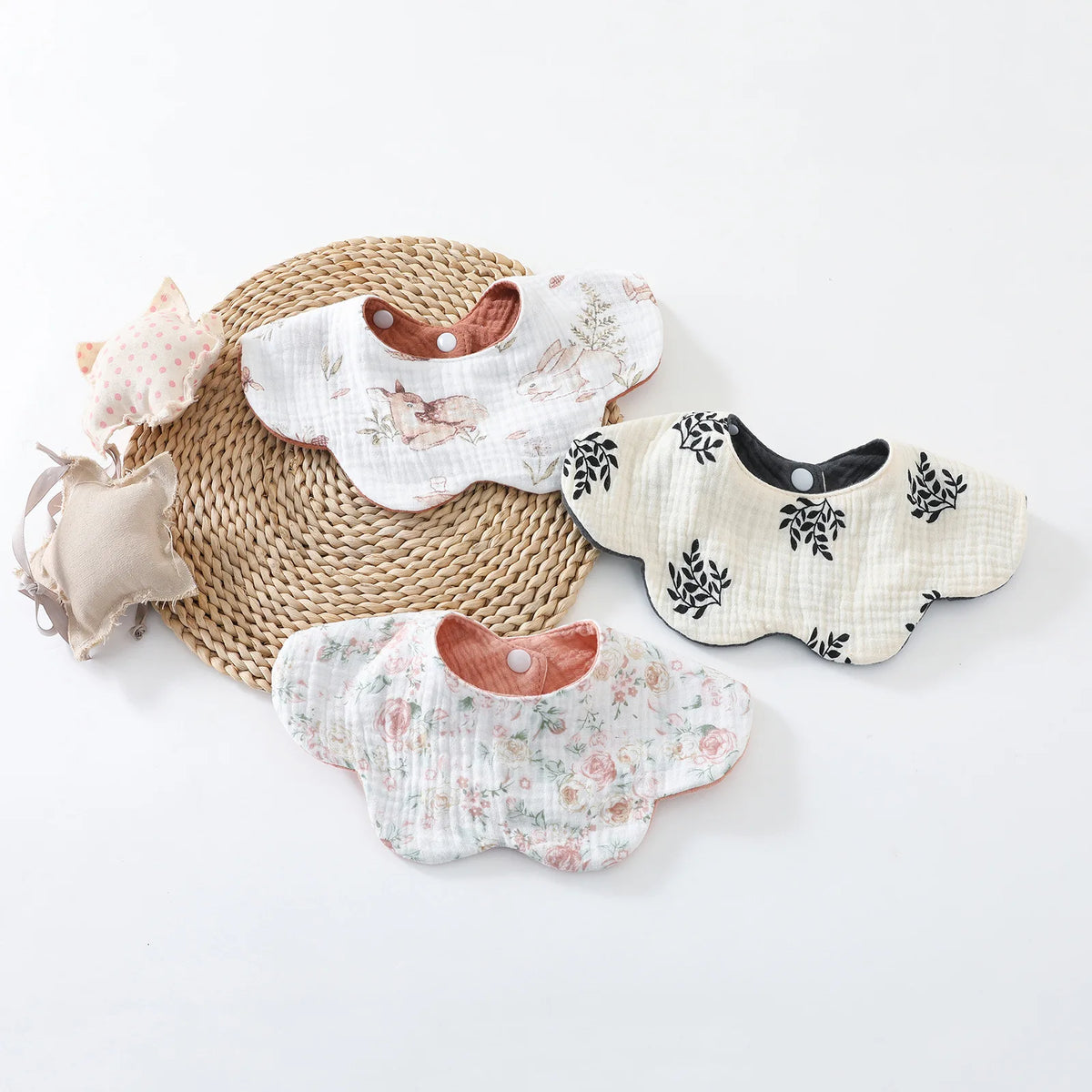 6-Layer Cotton Baby Bib with Reversible Design