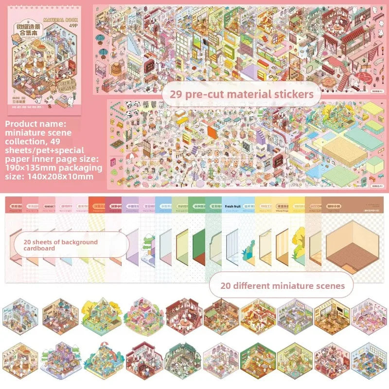 3D Landscape Sticker Collection Book for Scrapbooking & Journaling