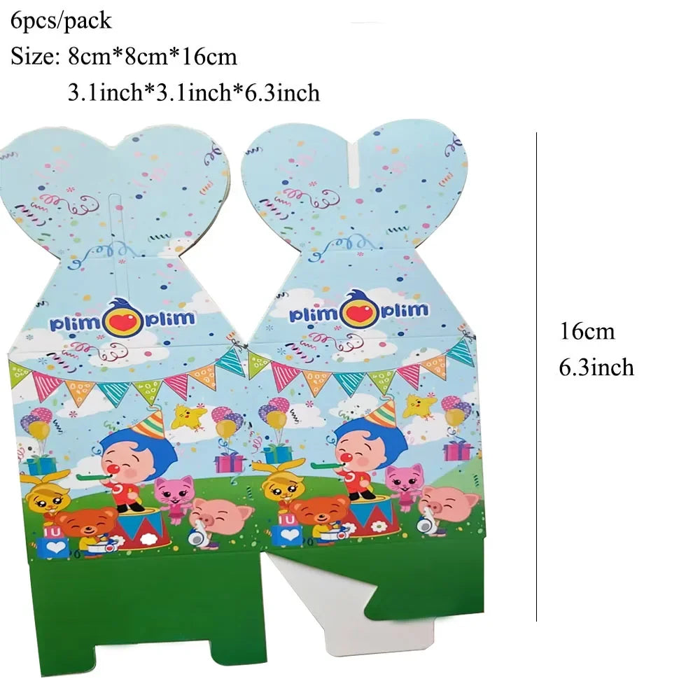A set of six colorful paper decorations shaped like clown faces for a party theme