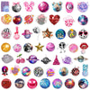 A collection of colorful and sparkly disco girl themed vinyl stickers featuring various glitter, holographic, and patterned d