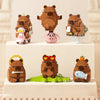 A set of cute capybara micro building blocks featuring various animals and a large brown bear figure.