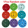 Nine colorful math fidget spinners in various colors and numbers for educational play