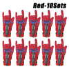 A set of red superhero spider launcher gloves with suction cup projectiles.