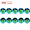 A set of ten green and black pumpkin head squishy stress relief toys.