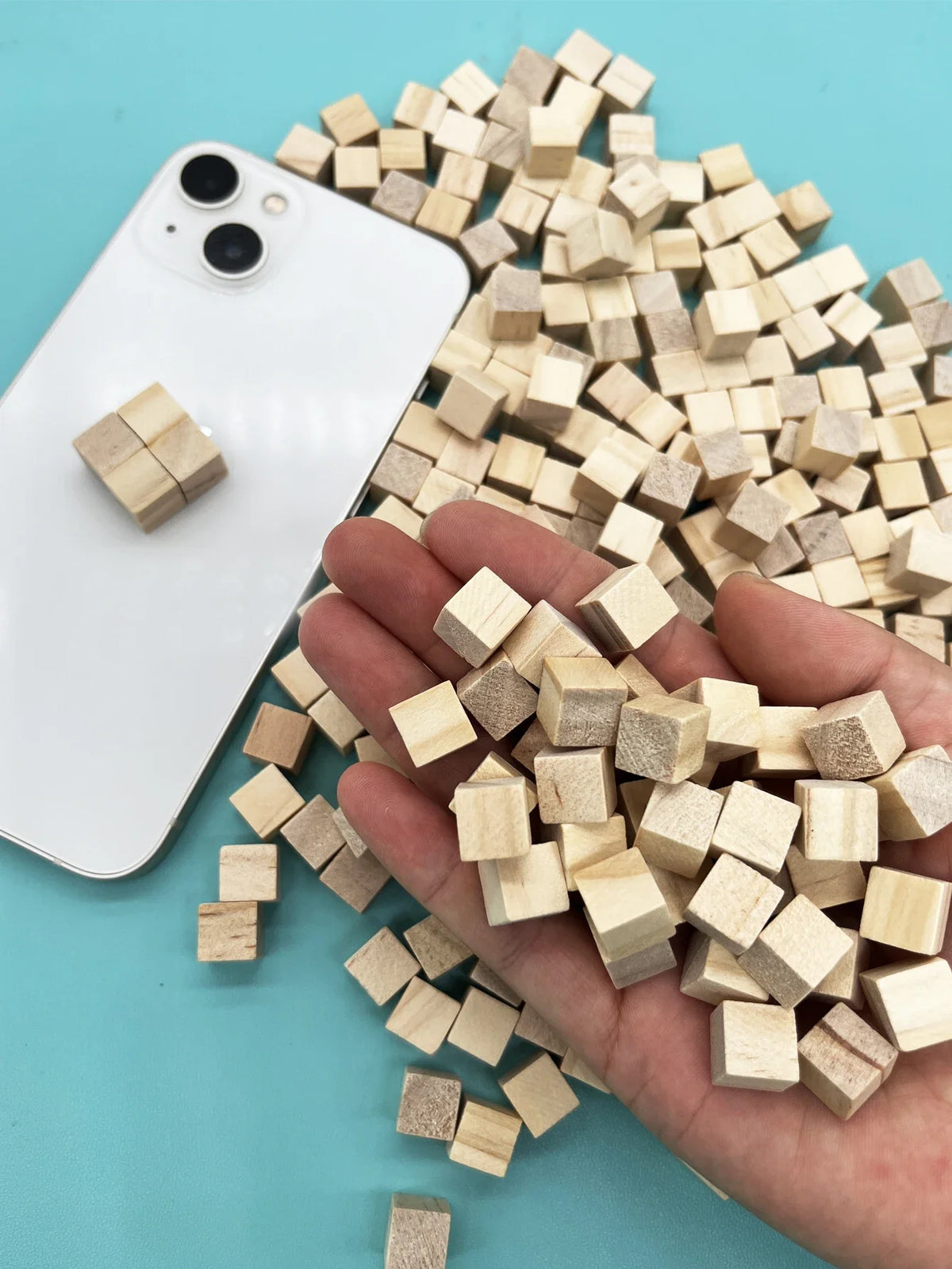 Natural Wooden Craft Cubes for DIY Projects and Puzzle Making