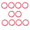 A set of eight pink alloy snap hook keychain clips arranged in two rows.