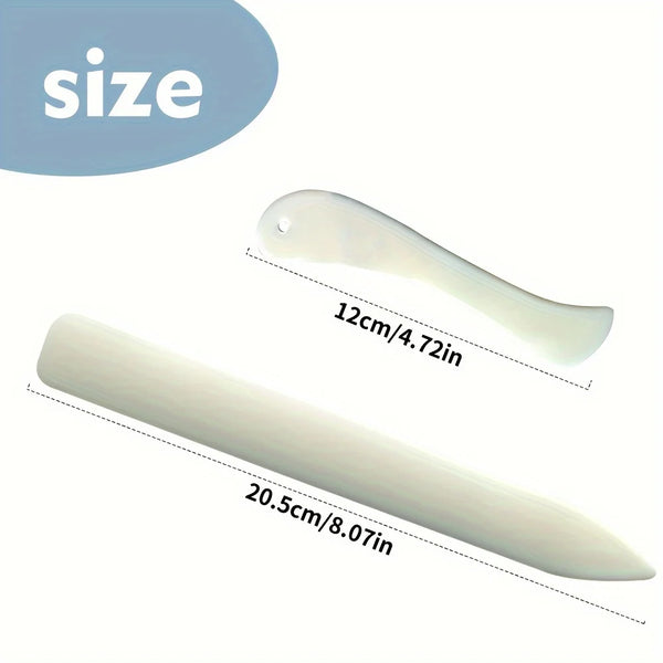 Sæt med hvid plastbensfolder i to størrelser, 12 cm og 20,5 cm.