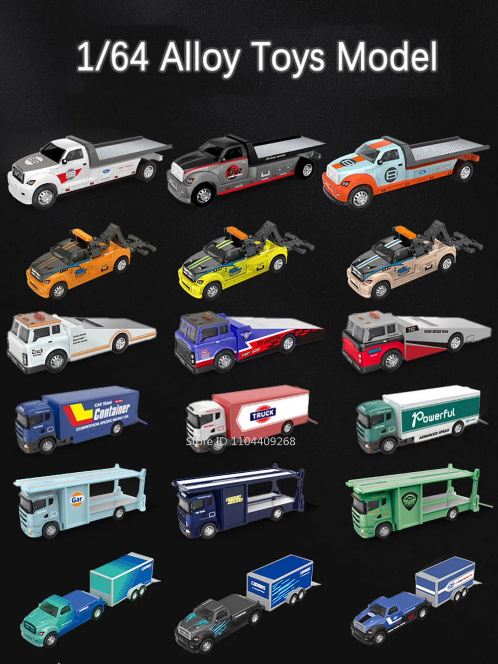 Diecast Metal Container Truck with Trailer – Pull-Back Action