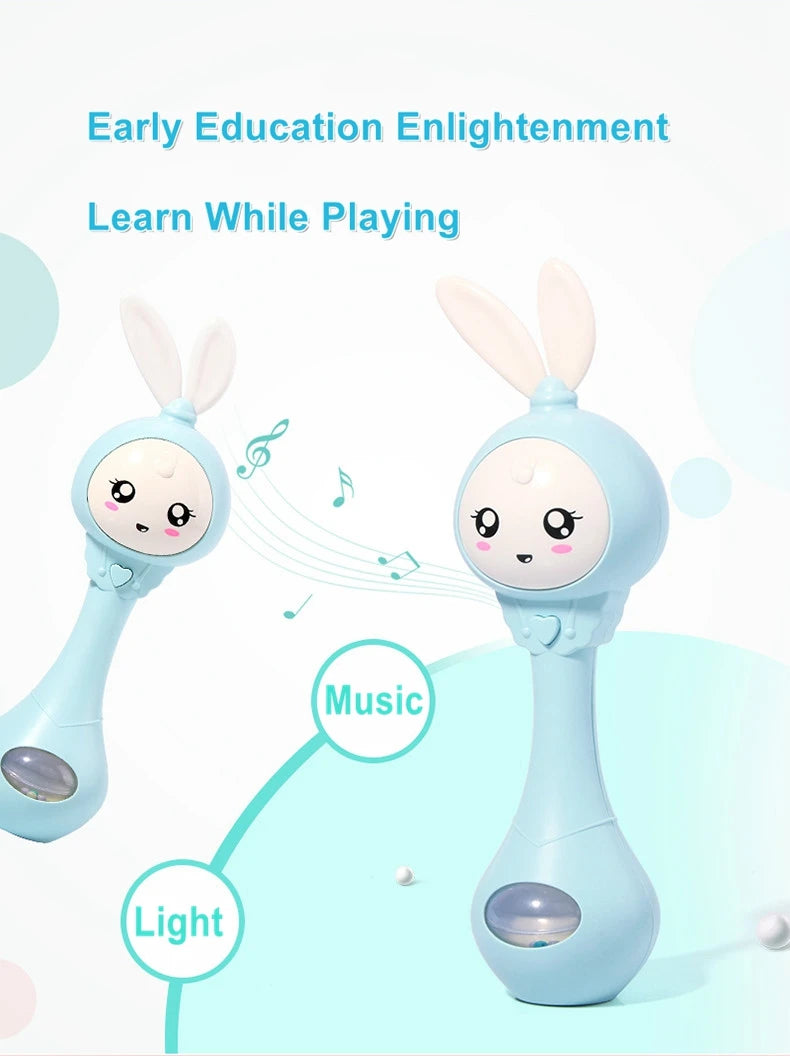 Musical Rabbit Rattle and Teether Toy for Babies