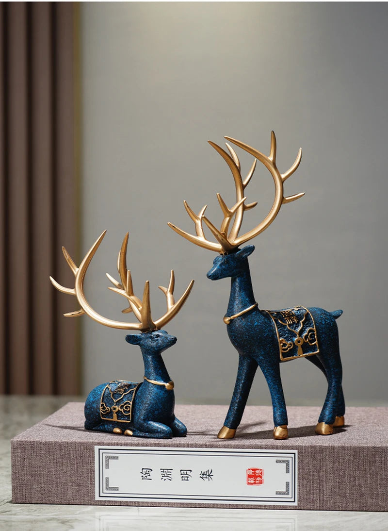 Set of 2 Resin Deer Figurines