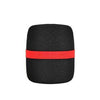 Black foam microphone windscreen cover with a red band.