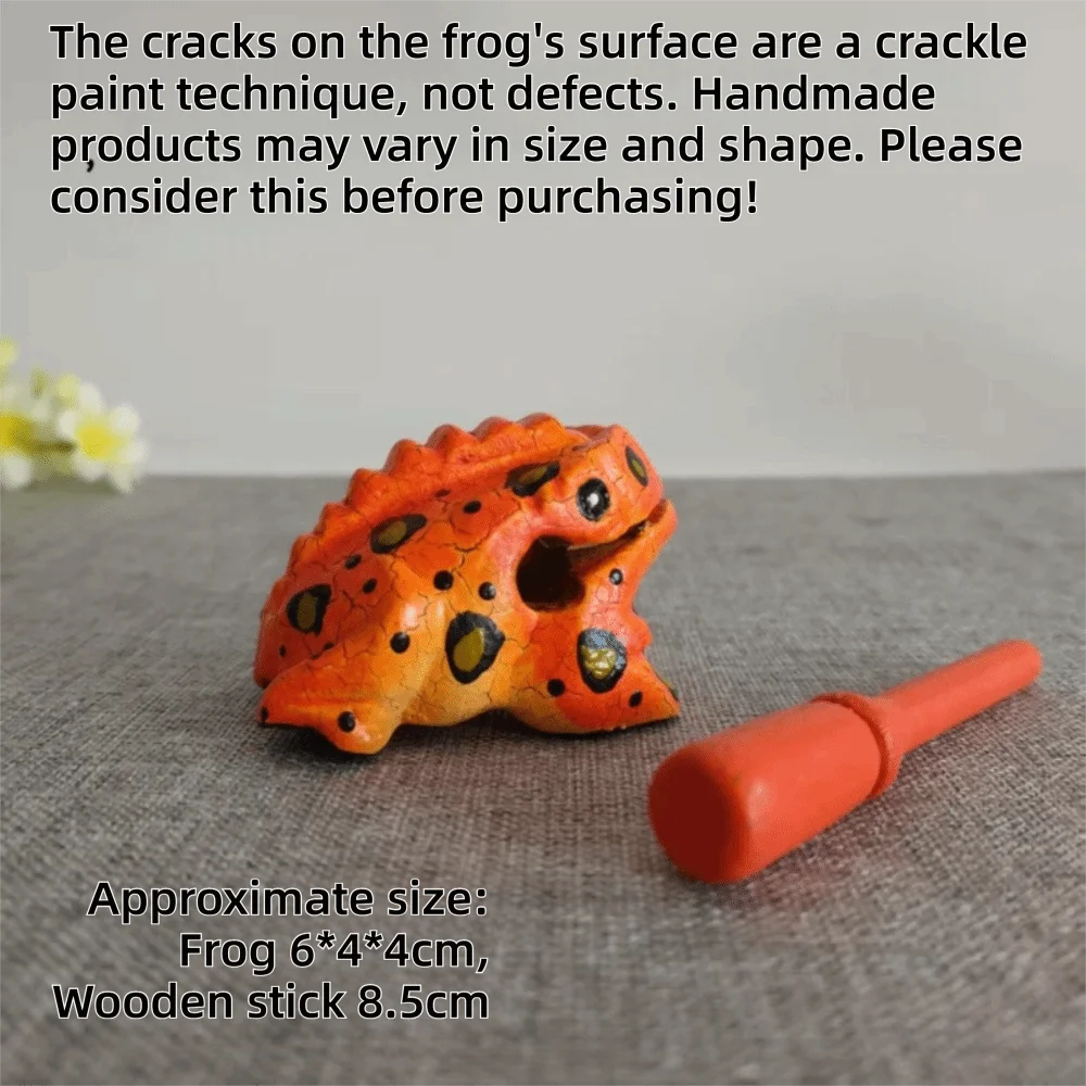 Handcrafted Wooden Frog Guiro Rasp Percussion Instrument