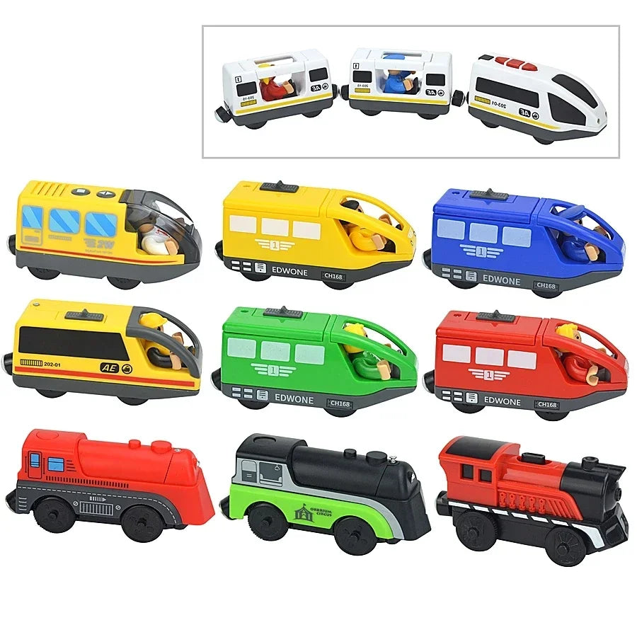 Magnetic Wooden Train Set with Locomotive and Two Carriages