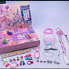 A gift box containing mermaid jewelry for a 24-day Christmas countdown, featuring various necklaces and earrings.