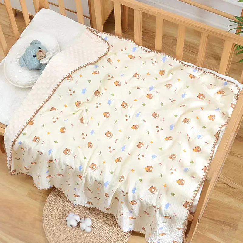 Baby Bear Print Cotton Gauze Swaddle Blanket