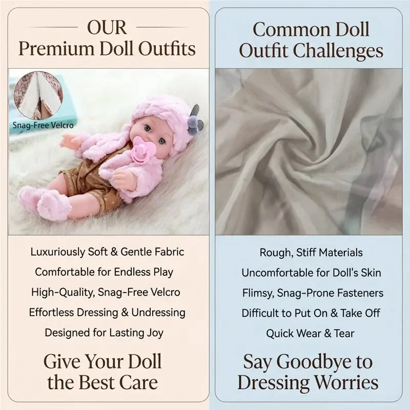 Cozy Cartoon Bear Winter Pajamas for 12-Inch Reborn Dolls