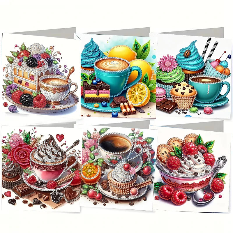 A set of diamond painting cards featuring various flower and bird designs on a birthday card theme.