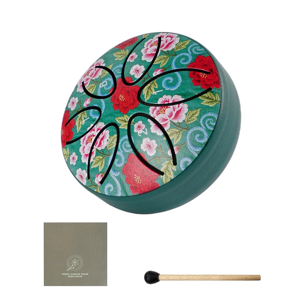 6-Note Steel Tongue Drum with Mallet and Unique Patterns
