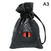 Black PU leather drawstring dice bag with an organizer compartment