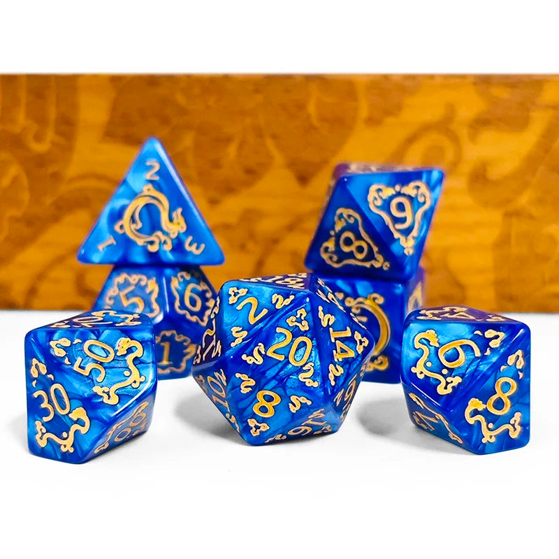 Dragon Pattern Polyhedral Dice Set for RPG & Tabletop Gaming
