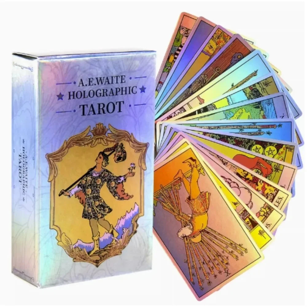 Holographic Rainbow Tarot Card Deck with Guidebook for Beginners
