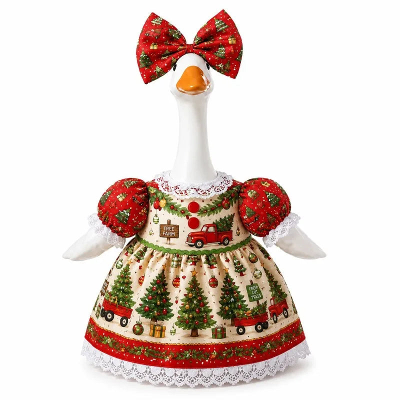 Festive Goose Costume for Outdoor Christmas Décor (Fits 23in Statues)