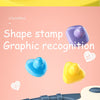 A colorful magnetic doodle drawing board with stamps and a stylus used for erasing and drawing.