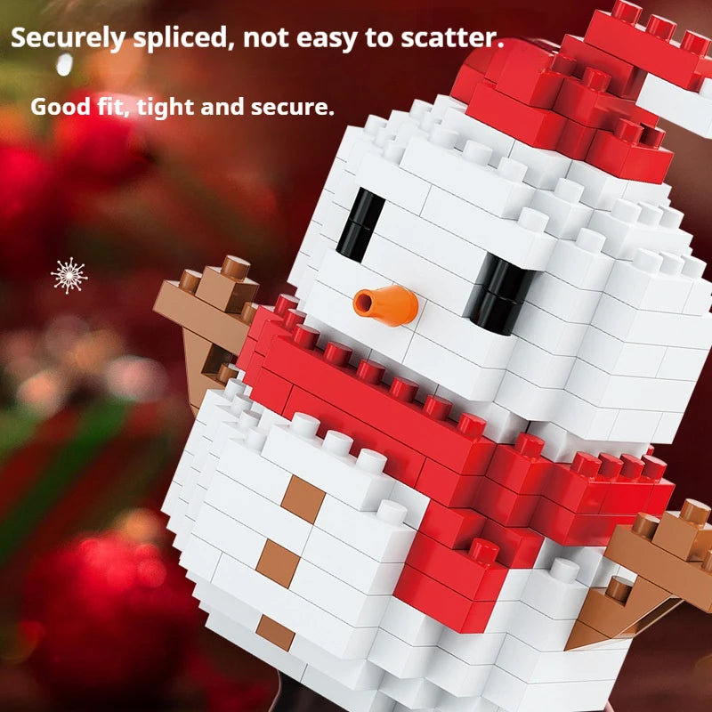A close-up of a white and red Santa face built from LEGO-style micro building blocks.