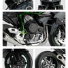 A diecast sport motorcycle model showing various angles of the engine, bodywork, exhaust, and wheels.