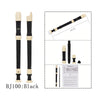 Black recorder flute for kids with a cleaning stick and various parts shown in detail