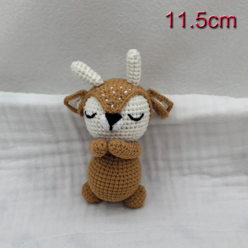 Handmade Amigurumi Plush Toy Set – Fox, Cow & Lamb Sleeping Dolls