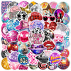 A collection of colorful disco and graffiti themed vinyl stickers featuring various glitter, geometric, and pop culture desig