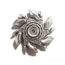 A silver precision alloy fidget spinner with multiple blades, shown against a white background.